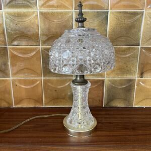 Vintage Lead Crystal Clear Boudoir Accent Table Lamp